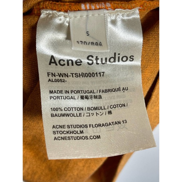 Acne Studios Gold Short Sleeve Casual T-Shirt 100% Cotton Women's Size Small - Picture 5 of 10